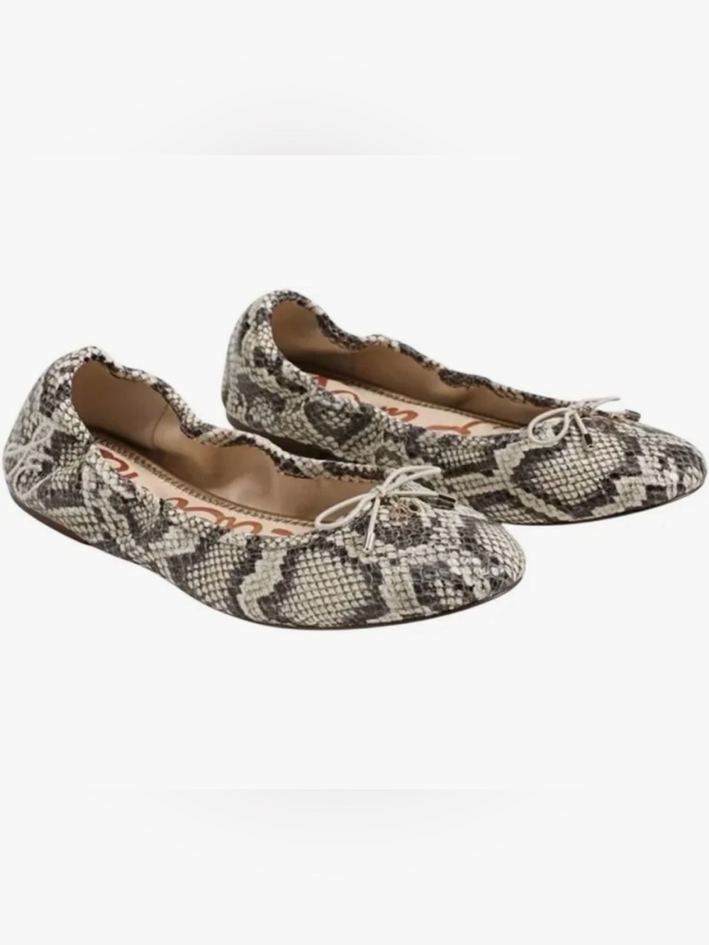 Sam Edelman FELICIA Roccia Snake Print Leather Ballet Flat Shoes
